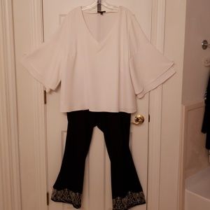 Lane Bryant Crop Bell Sleeve Blouse